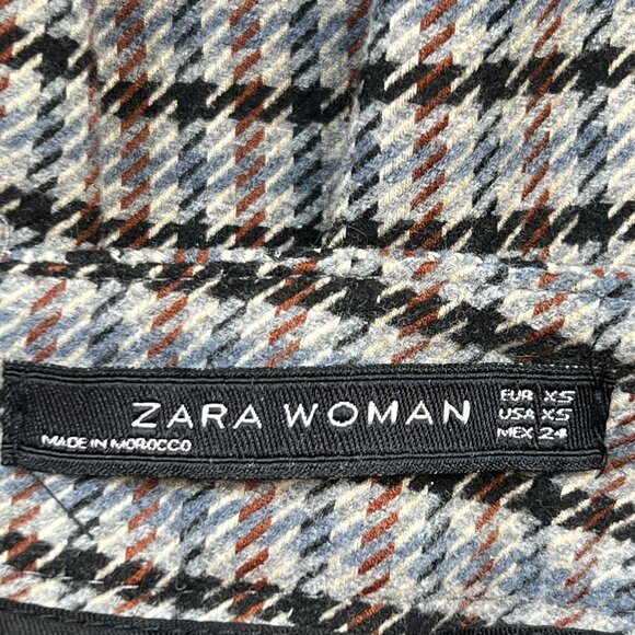 Zara Woman Houndstooth Pencil Mini Embroidered Floral Applique Silver Studs XS - Picture 6 of 6